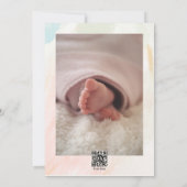 小さな蝶パステルお洒落赤ちゃんシャワー 招待状 (裏面)