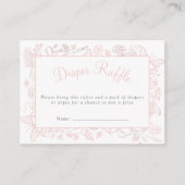 小さな蝶ピンクの赤ちゃんシャワーおむつラッフル エンクロージャーカード (正面)