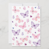 小さな蝶ピンクパープルのフローラの赤ちゃんシャワー 招待状 (裏面)