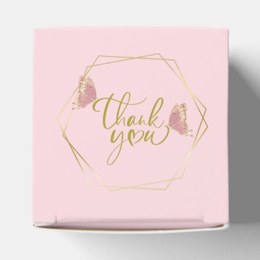 小さな蝶 |ピンクのフローラガールベビーシャワー フェイバーボックス (上部)