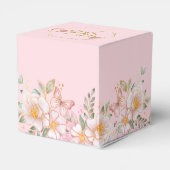 小さな蝶 |ピンクのフローラガールベビーシャワー フェイバーボックス (裏面サイド)