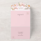 小さな蝶 |金ゴールドグリッターピンクベビーシャワー オールインワン招待状 (外側)