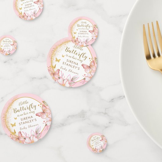 小さな蝶Iピンクのフローラ女の子の赤ちゃんシャワー コンフェッティ