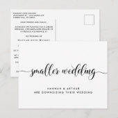 小さな規模に縮小した結婚式のカリグラフィー 案内ポストカード (正面/裏面)