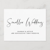 小さな規模に縮小した結婚式 エレガント 案内ポストカード (正面)