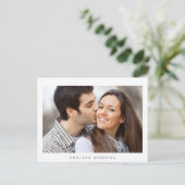 小さな規模に縮小した結婚式 フォト シンプル モダン 案内ポストカード (スタンド正面)