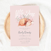 小さな親愛ピンクのウッドランドの赤ちゃんシャワー 招待状