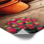 小さな観光客の町の小さな通り店の花1 ポスター (角)