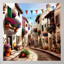 小さな観光客の町の小さな通り店の花1