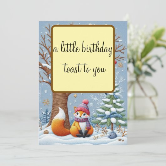 小さな誕生日のトースト魅力的ウィンカード 招待状 (スタンド正面)