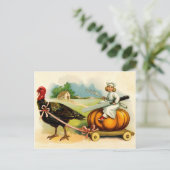 小さな調理師の大きな七面鳥のヴィンテージと大きなカボチャ ポストカード (スタンド正面)