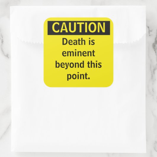 小さな警告パロディ警告のステッカー スクエアシール (バッグ)