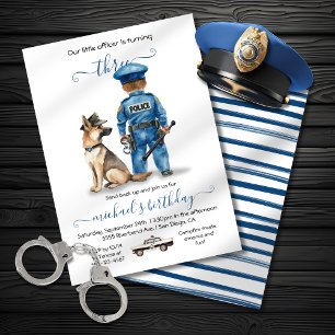 小さな警察官の誕生日パーティー 招待状