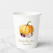 小さな象のカボチャのフローラの赤ちゃんシャワー 紙コップ (裏面)