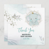小さな象の少年の赤ちゃんシャワー サンキューカード (正面/裏面)