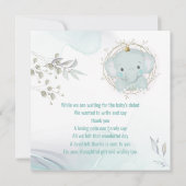 小さな象の少年の赤ちゃんシャワー サンキューカード (裏面)