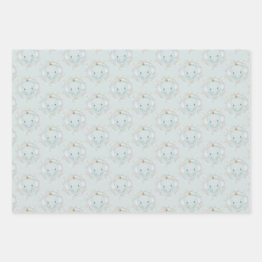 小さな象の少年の赤ちゃんシャワー ラッピングペーパーシート (正面2)