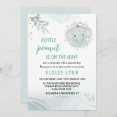 小さな象の男の子の赤ちゃんシャワー招待状 招待状 (正面/裏面)