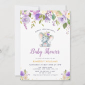 小さな象の紫のフローラ 招待状 (正面)