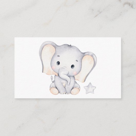 小さな象の赤ん坊のシャワーが、よろこんで エンクロージャーカード (裏面)