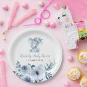 小さな象の青いフローラの赤ちゃんシャワー ペーパープレート (パーティー)