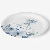 小さな象の青いフローラの赤ちゃんシャワー ペーパープレート (アングル)