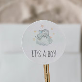 小さな象を眠る男の子の赤ちゃんシャワー ラウンドシール