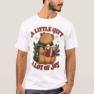 小さな贈り物、大きな喜び クリスマスのカピバラ Tシャツ