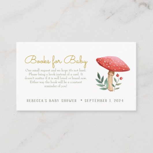 小さな赤いキノコのベビー エンクロージャーカード (正面)