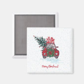 小さな赤いクリスマスカー マグネット (正面/裏面)