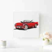 小さな赤いコルベット スクエア壁時計 (ホーム)