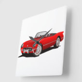 小さな赤いコルベット スクエア壁時計 (傾斜)