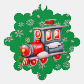 小さな赤いスチームトレイントイのクリスマス オーナメントカード (正面)