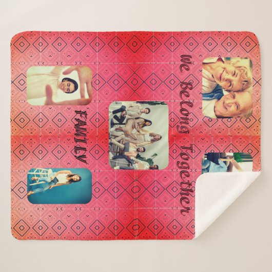 小さな赤いダイヤモンド5家族の写真 シェルパブランケット (正面(横))