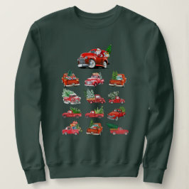 小さな赤いトラックがクリスマスツリーを運ぶ スウェットシャツ