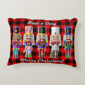 小さな赤いトラックとクリスマスくるみ割り アクセントクッション (裏面)