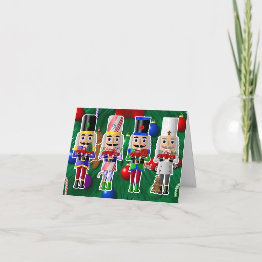 小さな赤いトラックとクリスマスくるみ割り シーズンカード (正面)