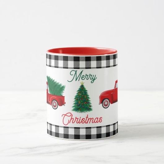 小さな赤いトラックとクリスマスツリー マグカップ (中央)