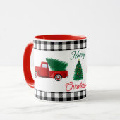 小さな赤いトラックとクリスマスツリー マグカップ (正面左)