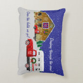 小さな赤いトラックと馬の牧場 アクセントクッション (裏面(縦))