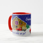 小さな赤いトラックと馬の牧場 マグカップ (正面左)