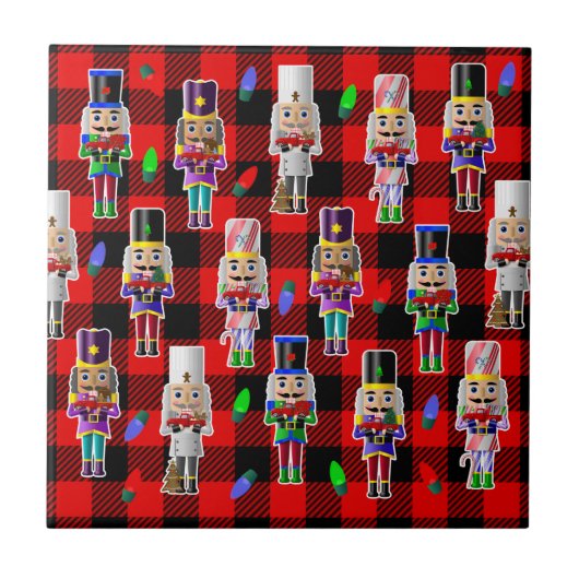 小さな赤いトラックのクリスマスとくるみ割り タイル (正面)