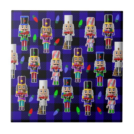 小さな赤いトラックのクリスマスとくるみ割り タイル (正面)