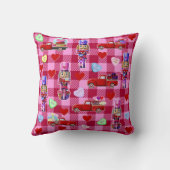 小さな赤いトラックのバレンタインの戻り値 クッション (裏面)