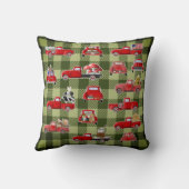 小さな赤いトラックの国が反転可能 クッション (裏面)