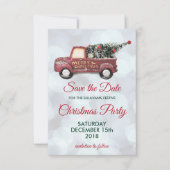 小さな赤いトラックの配信クリスマスを保存する 招待状 (正面)