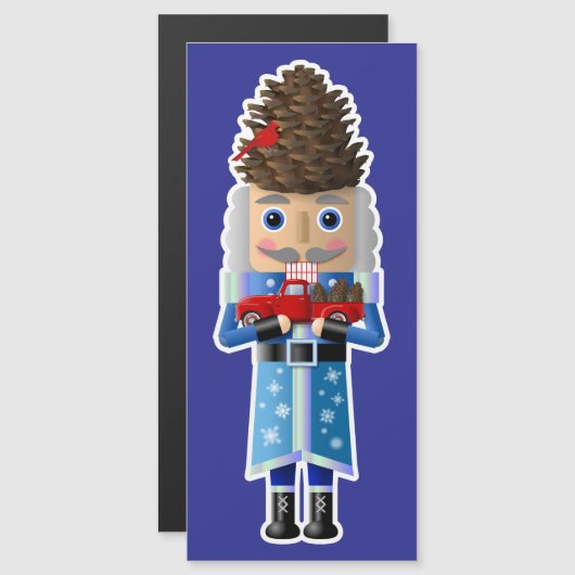 小さな赤いトラックを持つ冬のウッドランドのくるみ割り (正面/裏面)