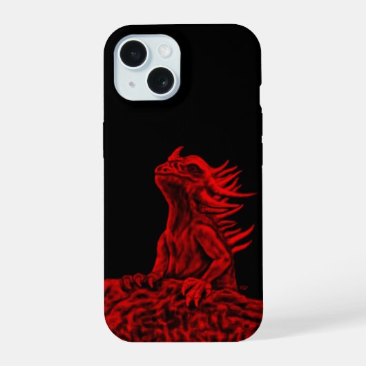 小さな赤いドラゴン iPhone 15ケース (裏面)