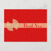 小さな赤いハートの感謝のポストカード ポストカード (正面)