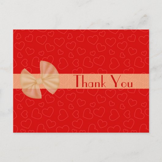 小さな赤いハートの感謝のポストカード ポストカード (正面)